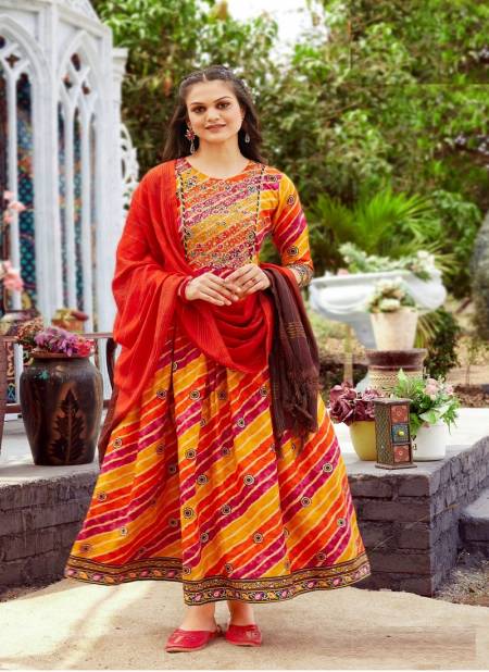 Aradhna Lehriya 1001 New Fancy Ethnic Wear Anarkali Kurti With Dupatta Collection Catalog